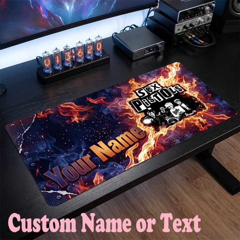 Sex Pistols Customized Name Text Mouse Pad, Large Desk Mouse Mat Personalized Home Office Present