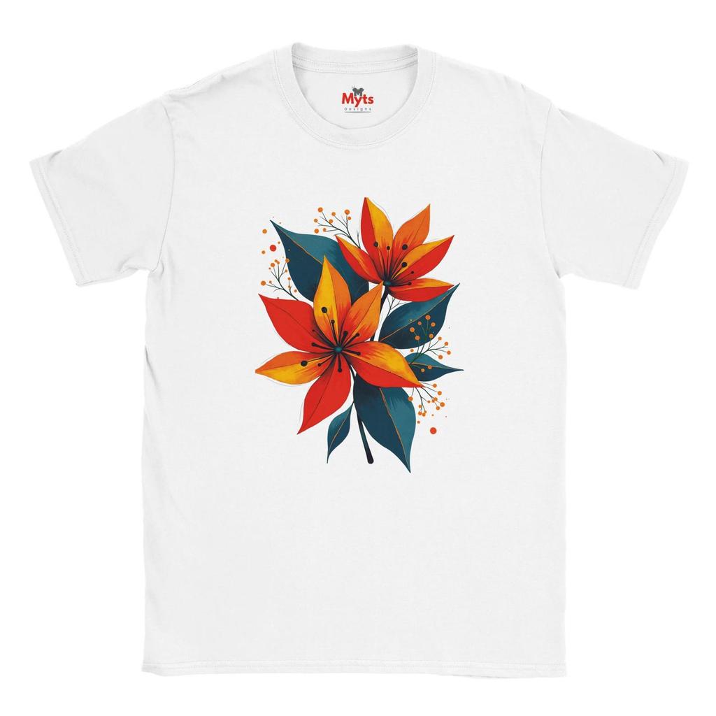 Orange Lily Flower T-Shirt, Colorful Floral Graphic Tee, Botanical Shirt for Women, Garden Lover Gift, Nature Art T-Shirt
