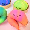 Bun Fidget Toy with Steamer Rainbow Steamed Stress Ball Anti-Anxiety Colorful Smiling Dumpling Soft Squeeze Simulated Dough Sensory