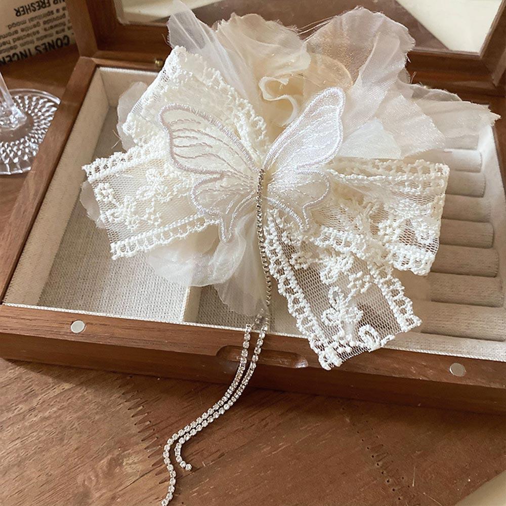 Заколка для волос с цветами из марли, стразы, зажим для захвата, новый зажим для волос в виде акулы, аксессуары для волос