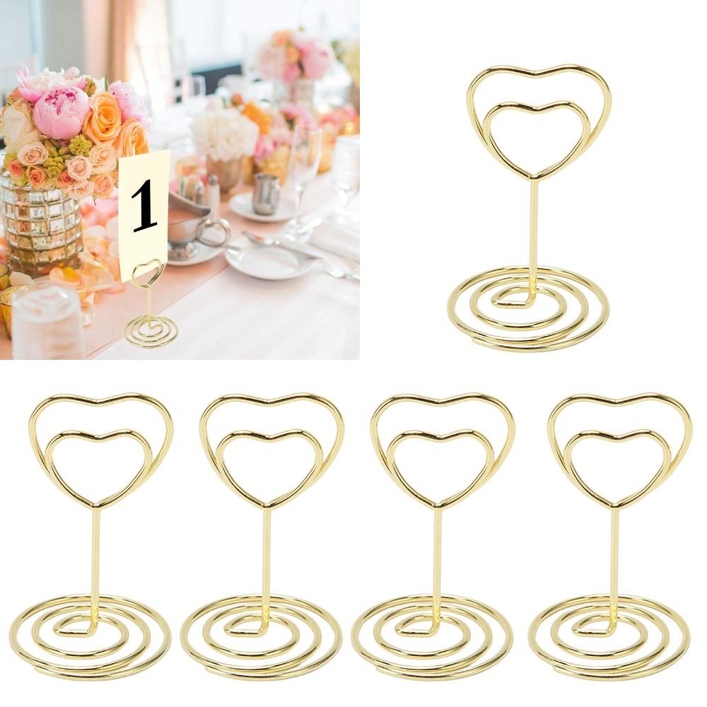 25PCS Stable Base Table Number Stands Heart Shaped Name Card Clips Place Card Holders Party Use