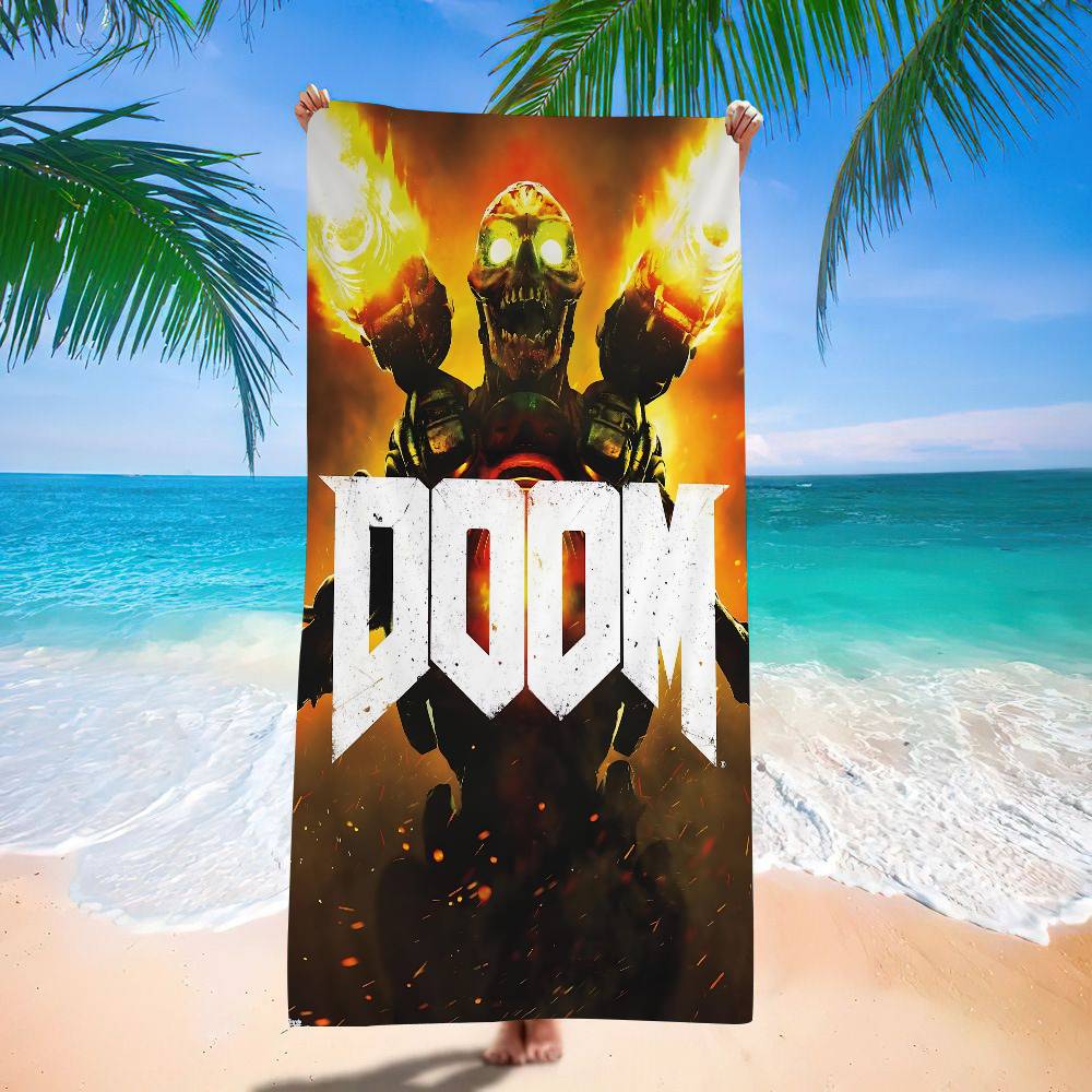 Cool Movie D-Doom Anime Beach Swimming Towel Soft Absorbent Washcloth Children's Gifts For Kids Travel Camping Gym