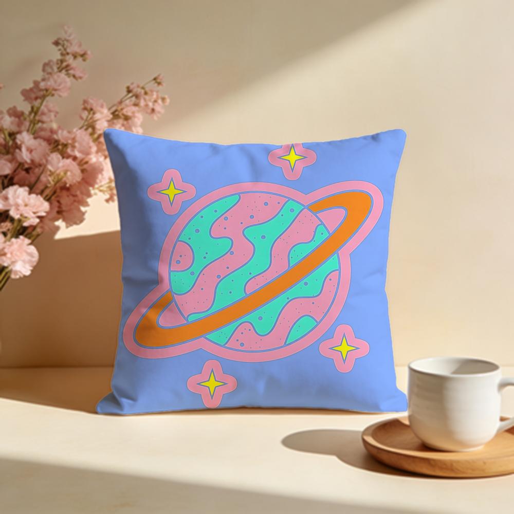 Whimsical Cartoon Planet Cushion Cover Soft Pillow Cases for Home Bedroom Living Room Sofa