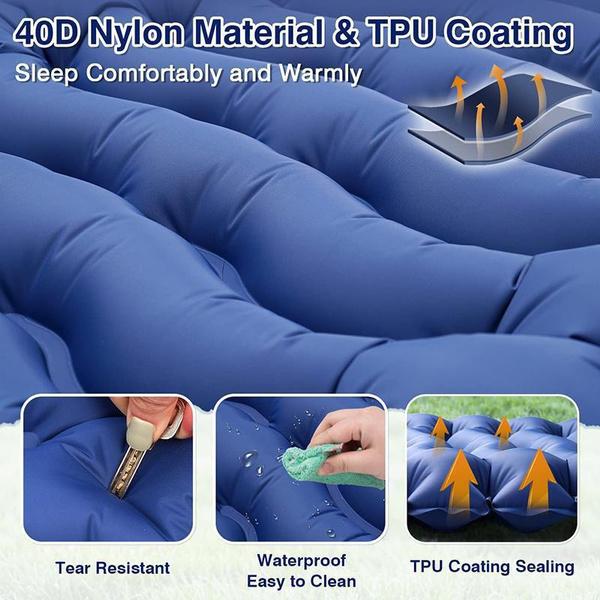 Camping Sleeping Pad Inflatable Waterproof Sleeping Pad with Built-in Pump, Foot Operated Ultra Thick Durable Ultra Light Air Cushion
