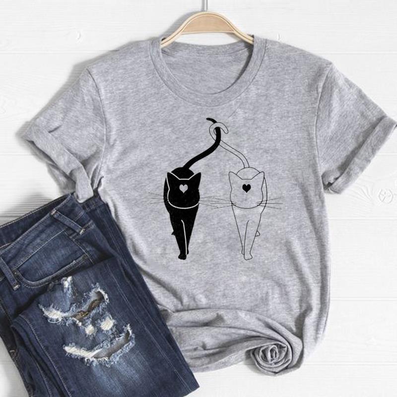 Одежда, повседневная женская футболка с коротким рукавом в стиле 90-х годов с милым котом и домашним животным, женская футболка с принтом, модная футболка