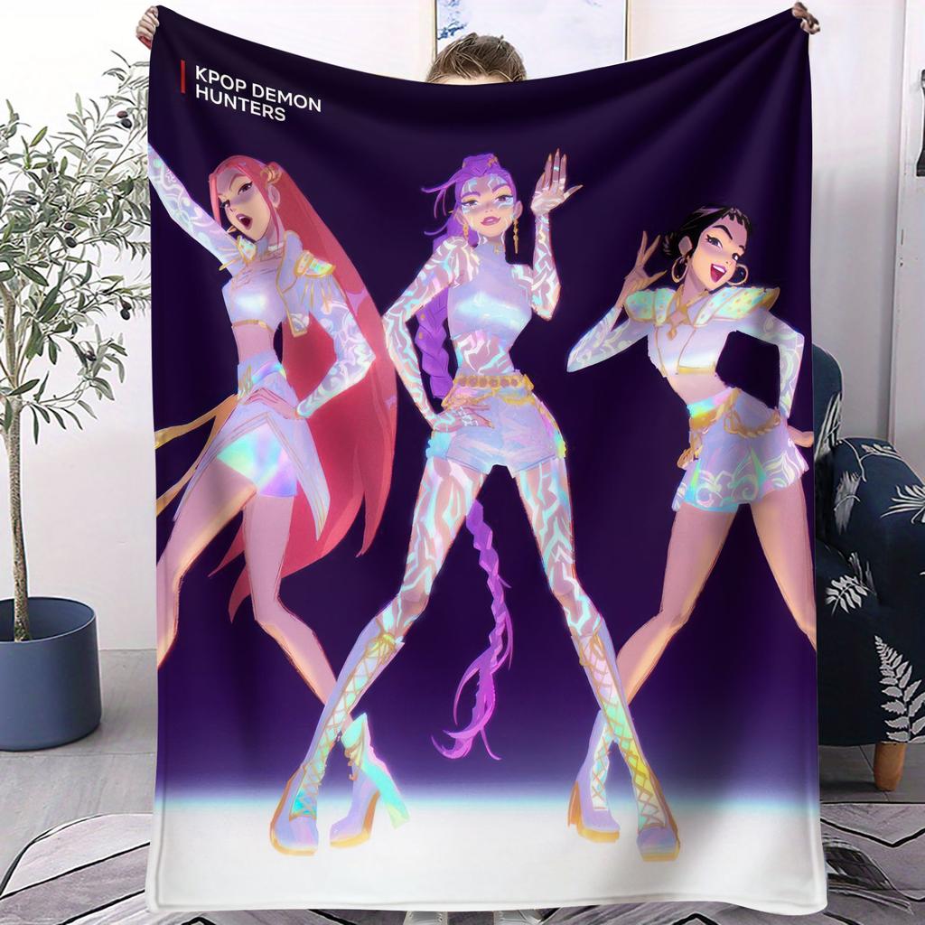 KPop D-Demon H-Hunters Stage Flannel Blanket Hot Anime Soft Warm Throw for Sofa Bed Cover Camping Travel Multifunctional Blanket