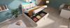 Upholstered Bed 140x200, Double Bed with LED Headboard and USB C Charging, Hydraulic Wooden Slatted Base, 300 kg, Beige, Cotton (Without Mattress)