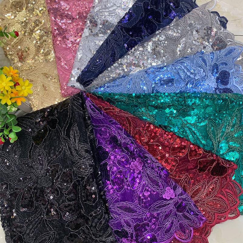 1 ярд Роскошная кружевная ткань с бисером и пайетками для шитья своими руками, свадебная вечеринка, свадебное вечернее платье, сделай сам, швейный материал из французского тюля
