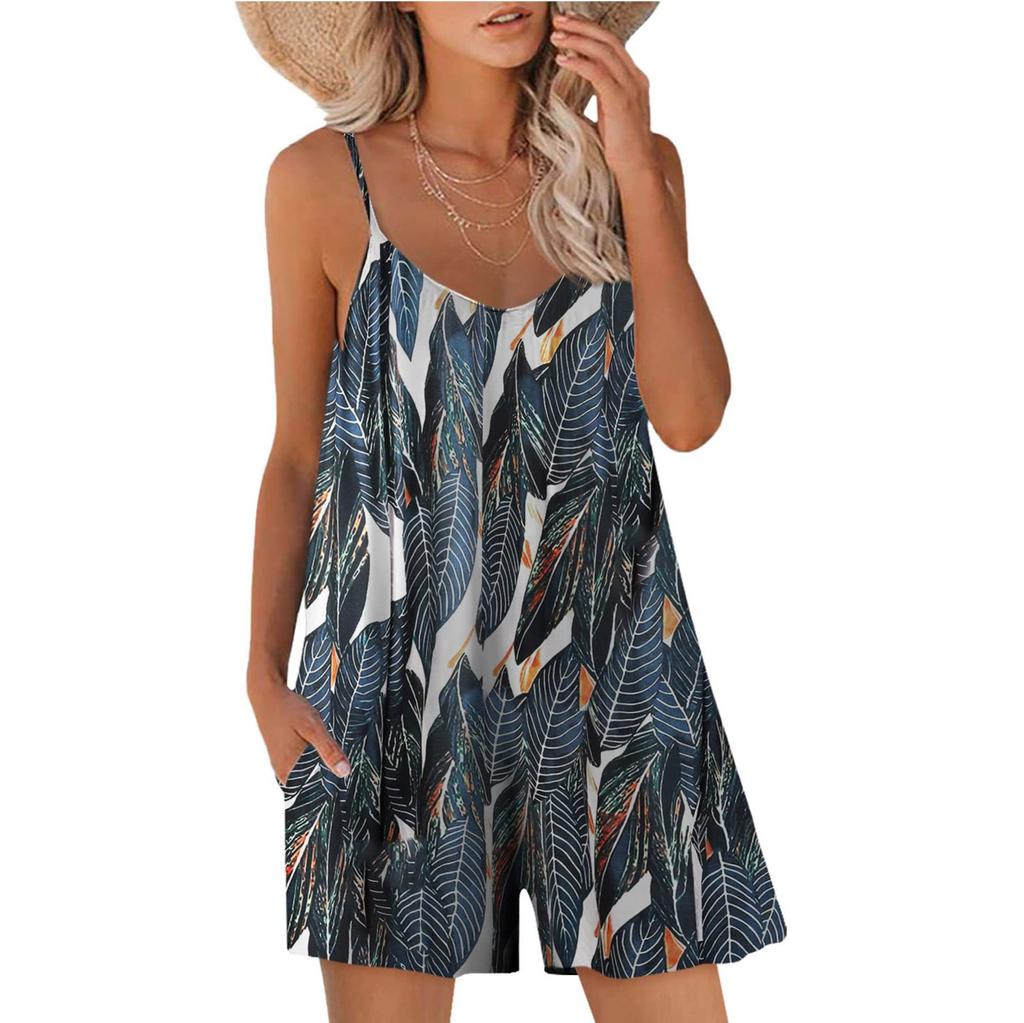 Модные повседневные свободные комбинезоны без рукавов с регулируемым ремнем и карманами, шорты, комбинезон для женщин