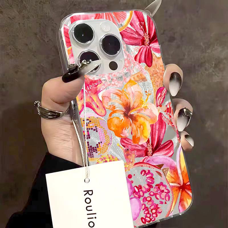 Розовый чехол для телефона с гавайским цветочным узором в стиле INS для iPhone 17 16 15 14 13 12 11 Pro Max XS X XR 7 8 Plus 16E Ударопрочный чехол