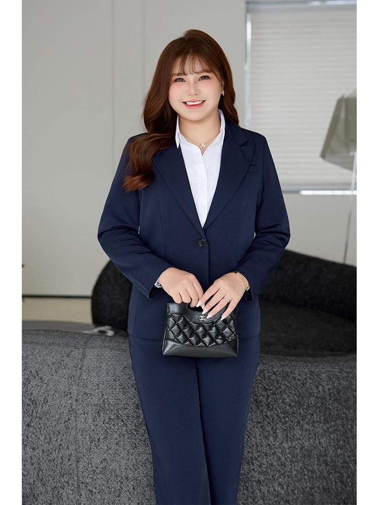 Профессиональный костюм большого размера: Черные и темно-синие пиджаки для официальной одежды - Идеально подходят для собеседований в колледже.