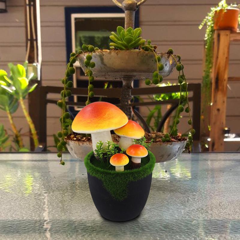1PC Simulation Moss Flower Pot Mushroom Artificial Mushroom Bonsai Plant Potted Faux Garden Decor