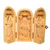 Three-Opening Buddha Wooden Statue [Guan Ping, Guan Yu, Zhou Cang] Boxwood, 10cm Tall, Artwork, Protective Statue, Lucky Charm, Ornament, Protection