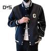 Мужская бейсбольная куртка с длинным рукавом, однобортная куртка с принтом букв, бейсбольный воротник, верхняя одежда для занятий спортом на открытом воздухе