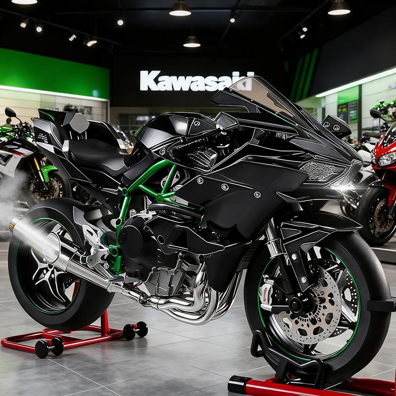 1/9 Модель мотоцикла Kawasaki Ninja H2R со спрей-сплавом, Игрушечный транспорт, Коллекция, Звук и свет, Внедорожный мотоцикл, Игрушки, Машина