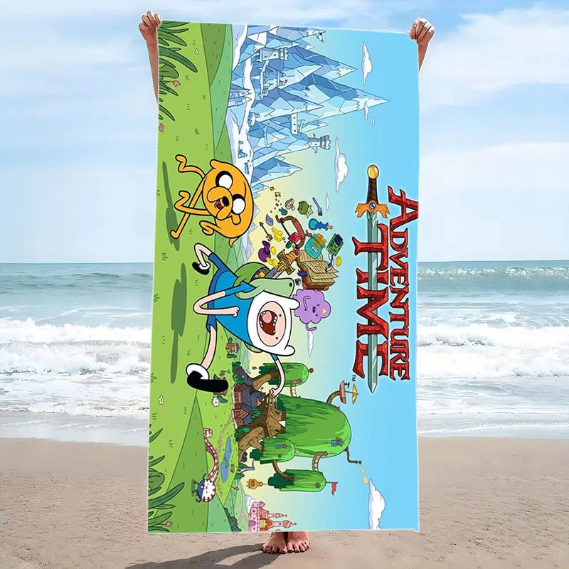 Adventure Time Print Beach Towel, Large Soft Quick Dry Towel for Beach Camping Swimming