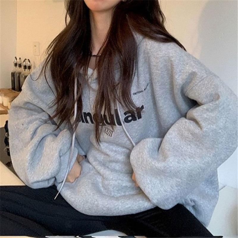 Модная повседневная свободная толстовка с капюшоном для пары на осень и зиму, плюшевая и теплая