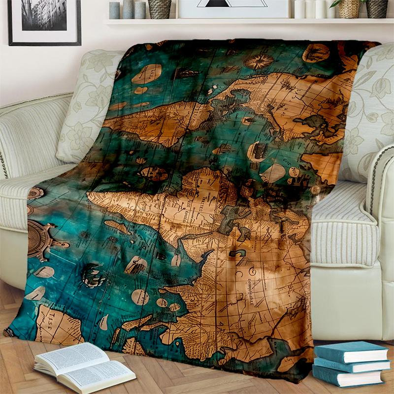 29 Style New Retro Marine Nautical Chart Compass Map Blanket,Soft Throw Blanket for Home Bedroom Bed Sofa Travel Office Cover