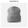 New pearl bow wool hat big head circumference ear protectors knitted cold hat tide