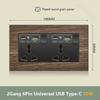 Двойная розетка UK 18W Type-C с функцией быстрой зарядки, универсальная электрическая розетка USB в стиле ретро с отделкой под дерево, электрический настенный выключатель света 220 В