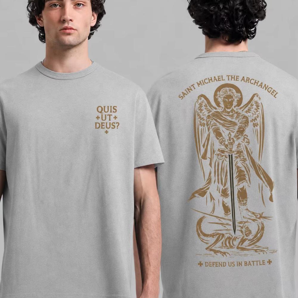 2026 Saint Michael The Archangel Adult HighQuality Printed Cotton Tee Unisexs Clothing Unisexs Summer Fashionable Trend T Shirt