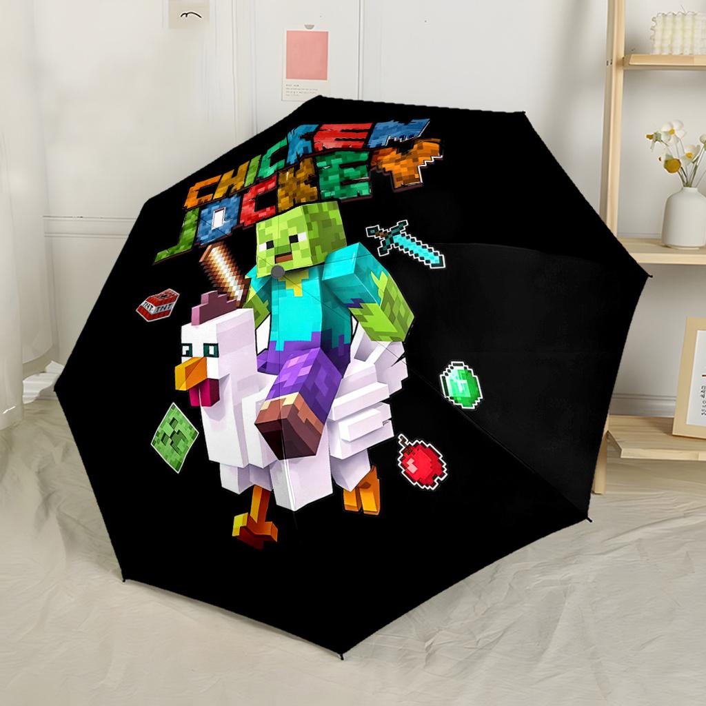 Minecraft Bee Adventure Portable Automatic Umbrella Compact & Durable 8-Rib Design Lightweight All-Season Travel Elegant Women's Umbrella