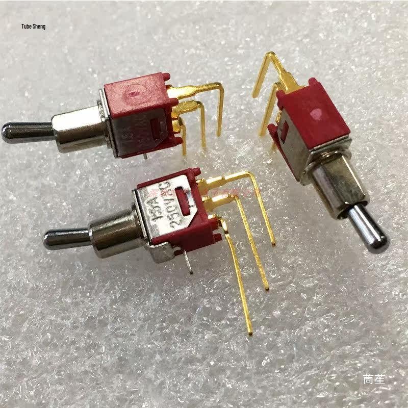 Miniature TS-8 5mm 2-Position Rocker Switch, 3-Pin Side-Bend, Gold-Plated TS40-T