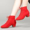 Women Oxford Cloth Ballroom Latin Dance Shoes Jazz Modern Dance Shoes Lace Up Dancing Boots