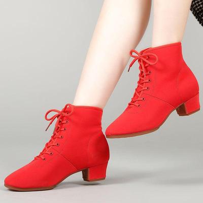 Женская обувь из ткани Оксфорд для бальных танцев, обувь для латинских танцев, обувь для современного джаза, танцевальные сапоги на шнуровке