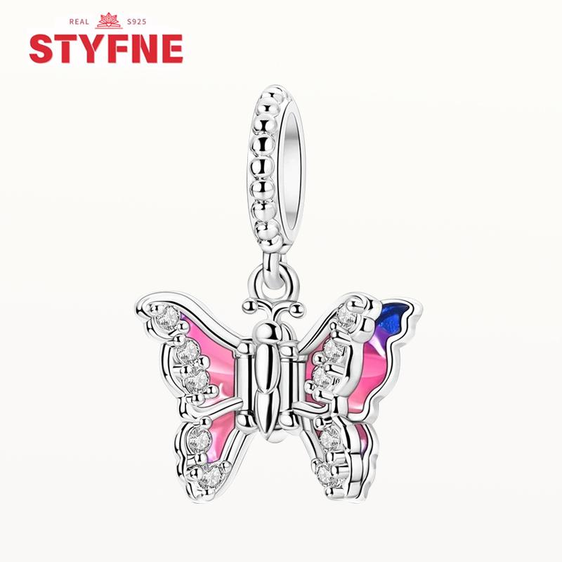 New Silver 925 Blue Dragonfly Butterfly Charms Beads Fit Bracelet for Women DIY Fine Jewelry Accessories Beads Gifts