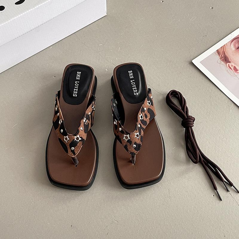 Квадратный носок клетчатые толстоподошвенные женские шлепанцы модный летний универсальный дизайн носок отпуск танкетка шлепанцы сандалии