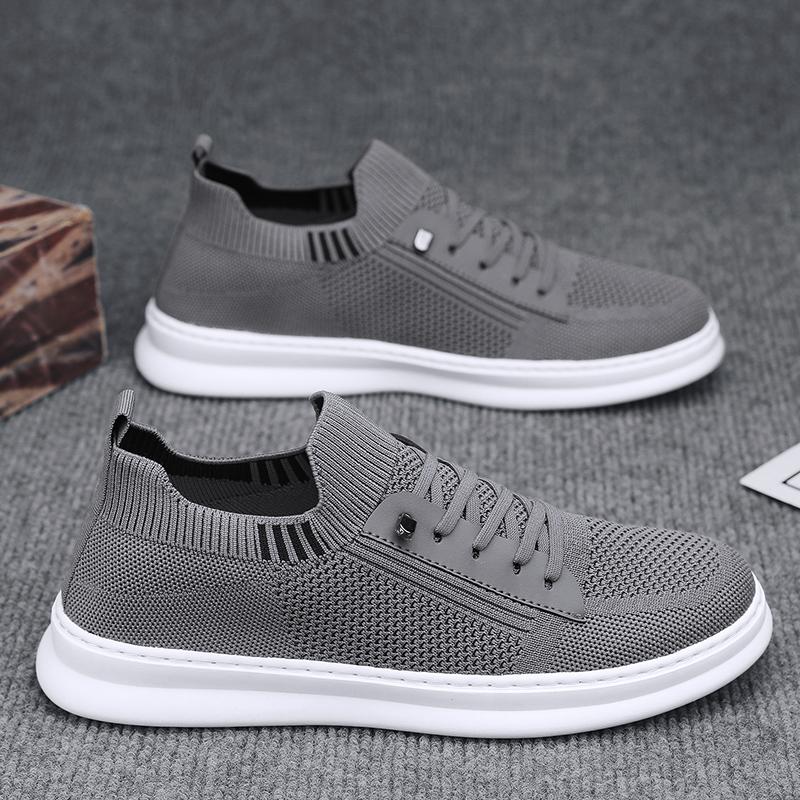 Men Casual Sneakers Mesh Platform Breathable Lightweight Shoes Outdoor Walking Sports Shoes Flying Woven Thick Bottom
