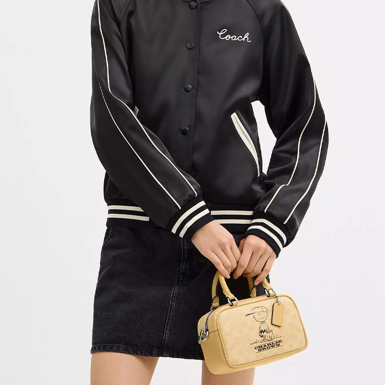 COACH PEANUTS Collaboration Charlie Coated Canvas Shoulder Bag, Crossbody Bag, Handbag Small Women's CBJ63-SVMMK