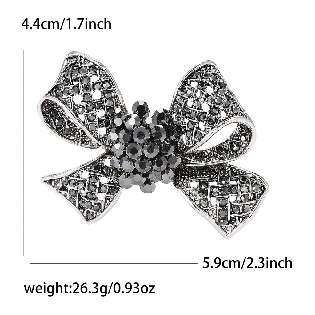 Popular Retro Alloy Rhinestone Bow Brooch Luxury Exquisite Ladies Clothing Brooch Ornament Pin