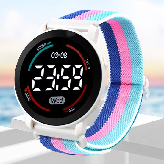 Детские светодиодные цифровые часы с круглым циферблатом, водонепроницаемые спортивные наручные часы для мальчиков и девочек, модные электронные часы