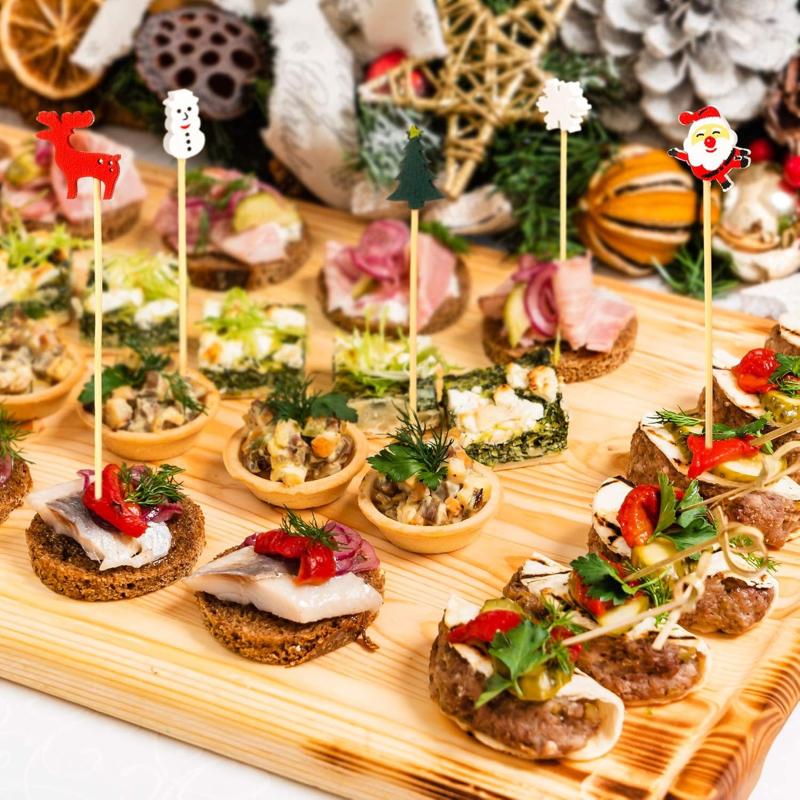 100PCS Christmas Tree Shaped Drink Cocktail Picks Appetizer Fruit Cupcake Pocks Festival Party Favors Decorations