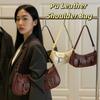 Double Pockets Pu Leather Shoulder Bag Y2k Zipper Handbag Fashion Women's Armpit Bag  Commuting