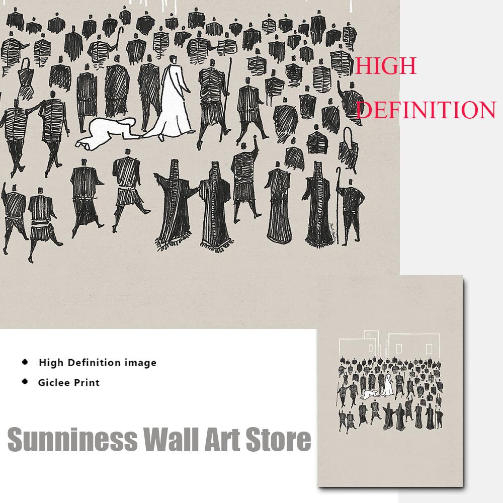 Jesus Art Canvas Print Bible Wall Art Poster Jesus Feed the 5000 Leaves The 99 Painting Pictures for Christian Faith Room Decor