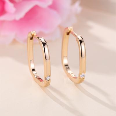 Роскошные серьги-кольца золотого цвета с геометрическим квадратом для женщин, минималистичные маленькие круглые серьги, трендовые свадебные украшения