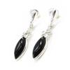 [I8886] - Silver Earrings 'Jet Black Goddess' Black Silver (rhodium Plated) - 30x7 Mm
