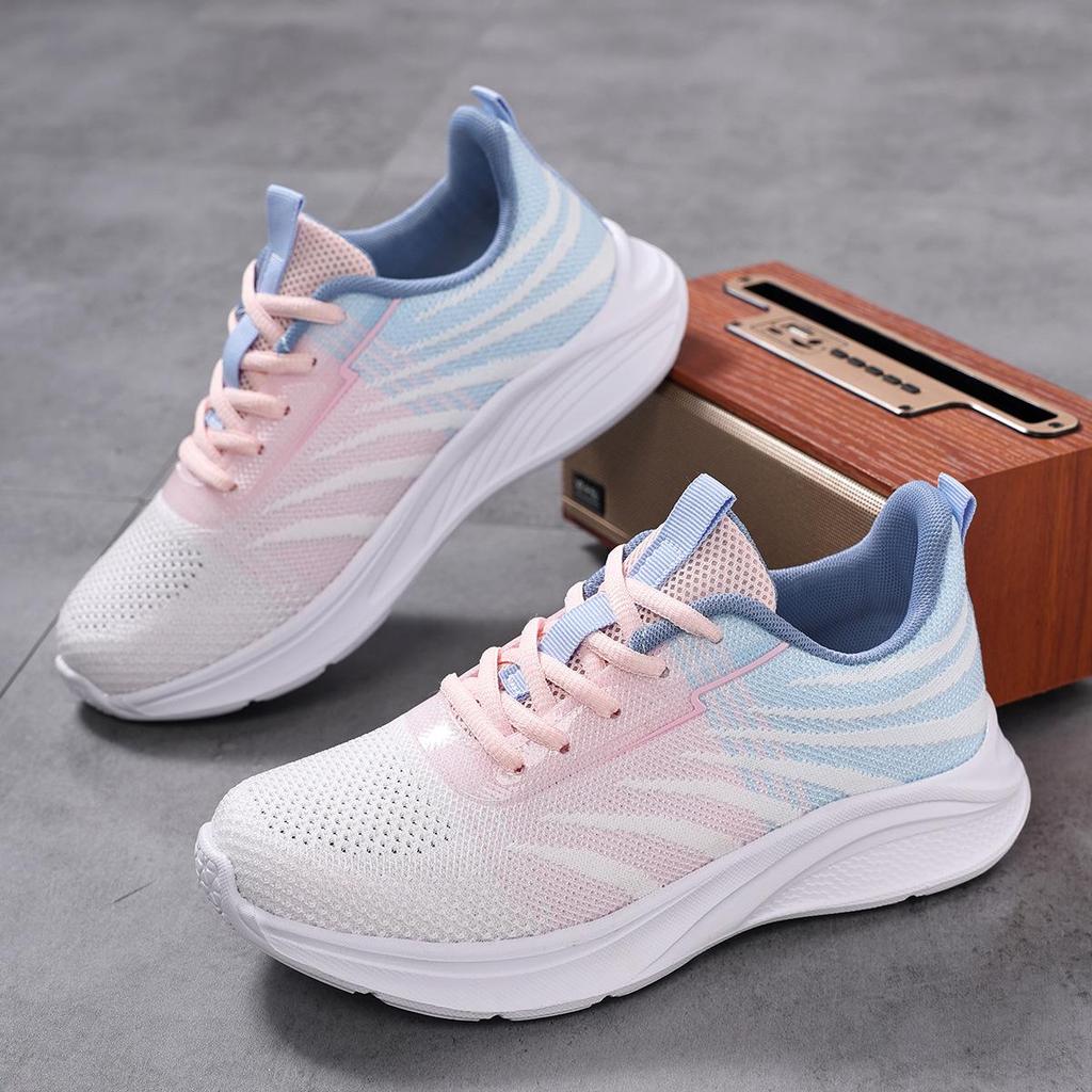 Женские дышащие кроссовки для бега из сетки Flyknit - Низкие, Большого размера, Повседневные кеды для Весны/Лета