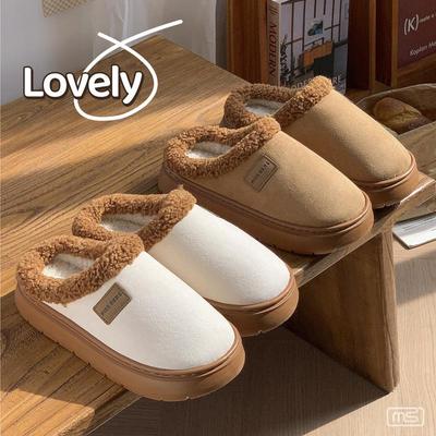 Хлопковые тапочки для женщин - Теплые осенне-зимние нескользящие плюшевые туфли для дома/улицы