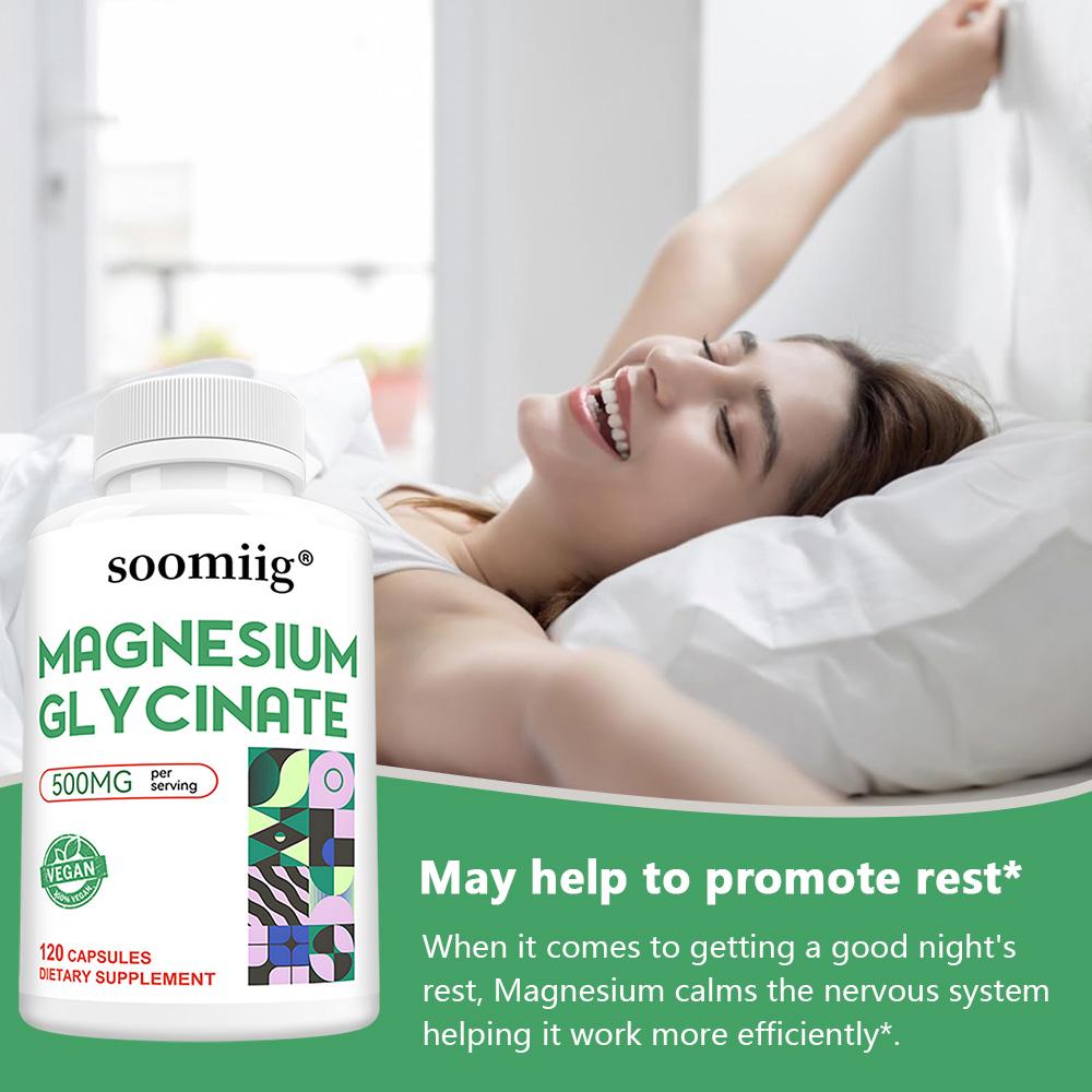 Magnesium Glycinate 500mg, 120 Capsules — Improves Mood, Boosts Immunity