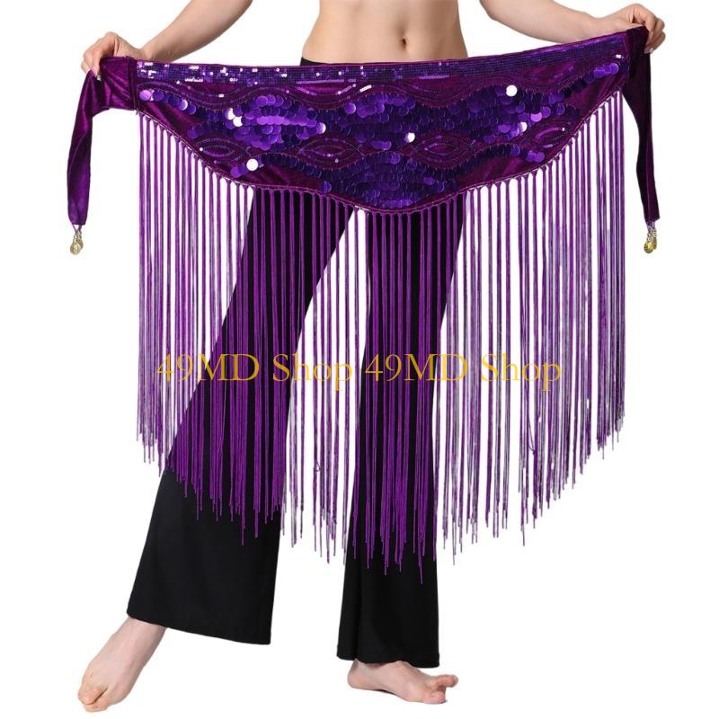 49MD Hip Wrap Hip Scarf for Indian Belly Dancer Stage Performances Waist Chain Belt