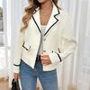 Весна Осень Водолазка Повседневная Мода Лоскутное Пальто Женщины Все-сочетаемое Кардиган Куртка Топ Пуговичный Блейзер