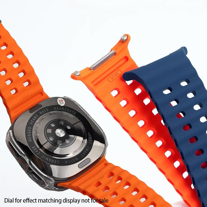 Для Samsung Galaxy Watch Ultra 47 мм Силиконовый ремешок Морской силиконовый Спортивный браслет Ремешок Galaxy watch 7 Ultra Черно-оранжевый