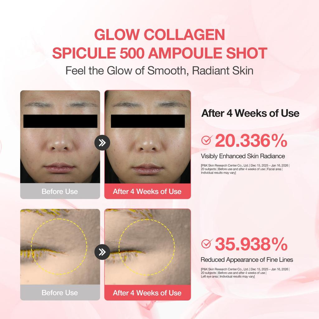 CLIV Сыворотка-ампула со спакулами коллагена Glow с 500% коллагена для подтягивающего и увлажняющего ухода - Корейская косметика - 30 мл