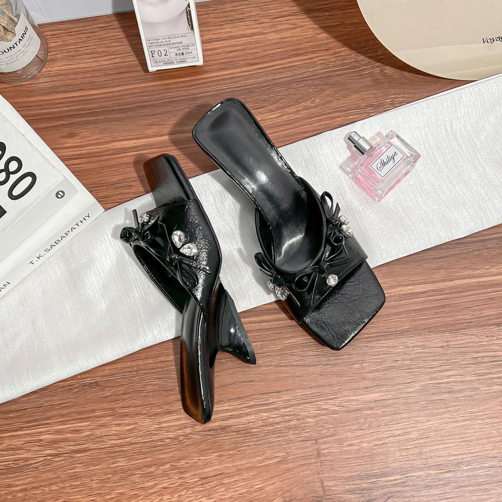 Summer New High-heeled Cool Slippers Women's High-end Thick-heeled Sandals Women's Summer Versatile Wedge Heels Women's Shoes Are Not Tired