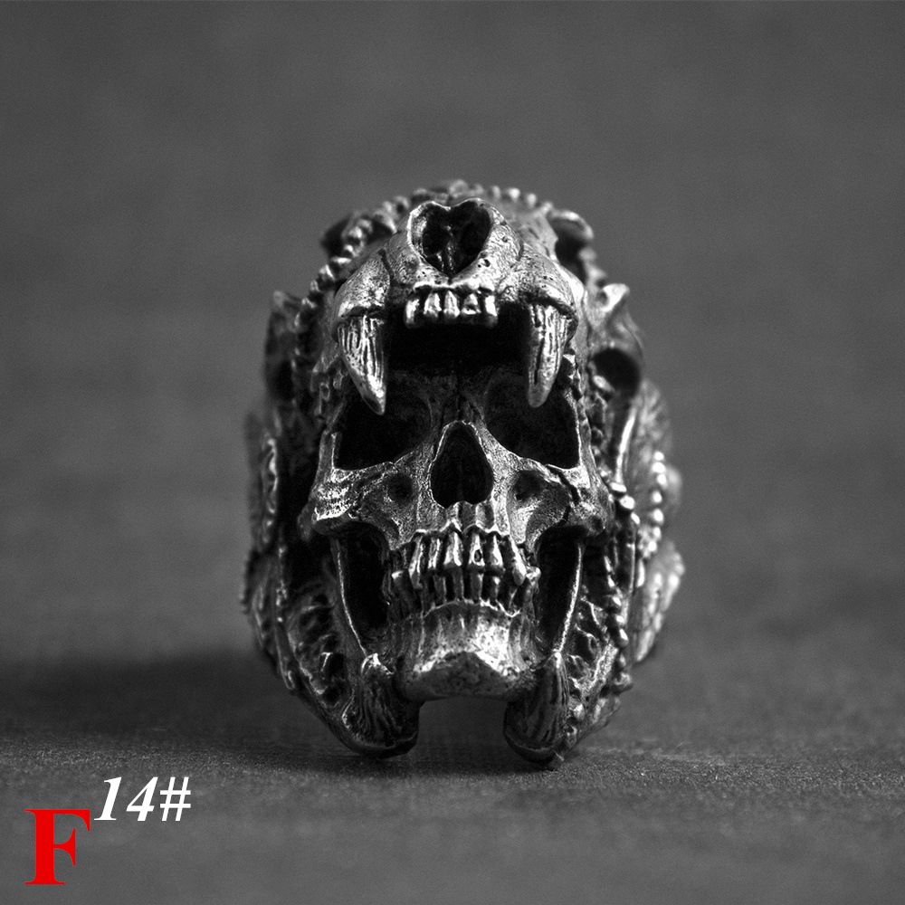 Прохладные украшения на палец Индийский рок Байкер Хип-хоп Готические винтажные кольца Череп Панк