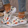 Fashion Halloween Pumpkin Print Platform Sneakers for Women 2024 Comfortable Lace Up Sports Shoes Woman Fashion Graffiti Casual Sneakers
